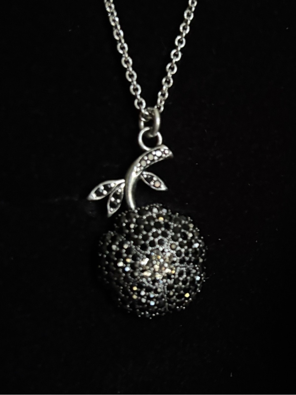 Coach Black Jet Flower Necklace Art Deco Jet Pave Crystals